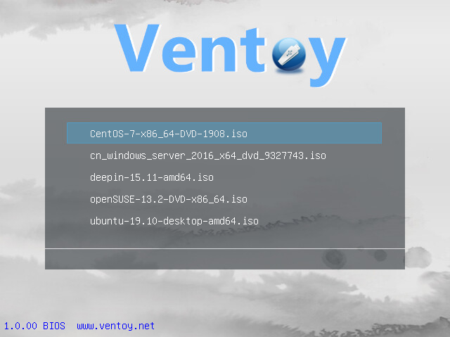 Ventoy BIOS boot menu