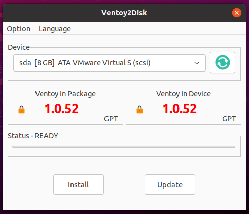 Ventoy2Disk on Linux (GTK)